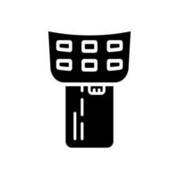 Insert Credit Card in Payment Terminal Silhouette Icon. Insert Credit Card Finance Transaction for Pay Symbol. Electronic Banking Transaction in POS Glyph Pictogram. Isolated Vector Illustration.