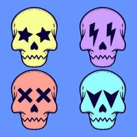 Collection set skulls Doodle Illustration hand drawn colorful for tattoo, stickers, etc vector