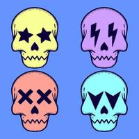 Collection set skulls Doodle Illustration hand drawn colorful for tattoo, stickers, etc vector