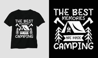 diseño de camping svg con campamento, tienda, montaña, tintineo, árbol, cinta, silueta de senderismo vector