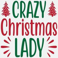 Crazy Christmas lady vector