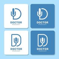 colección de plantillas de logotipo de podcast médico de diseño plano vector