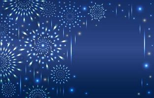 Beautiful Fireworks with Blue Night Sky Background vector