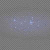 Blue dust. Yellow sparks shine light effect. vector