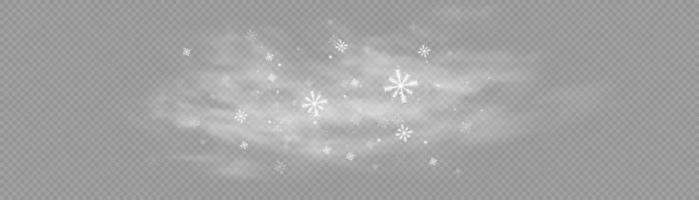 nieve y viento. elemento decorativo degradado blanco.ilustración vectorial. invierno y nieve con niebla. viento y niebla. vector