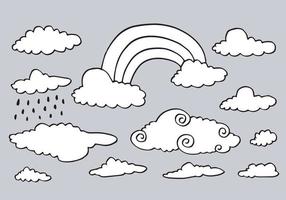 Hand drawn weather collection. Flat style vector illustration on gray background.