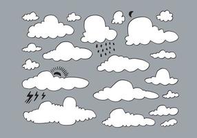 Hand drawn weather collection. Flat style vector illustration on gray background.