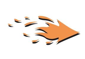 icono de flecha en llamas. concepto de velocidad.logotipo vectorial de fuego aislado en fondo blanco. vector