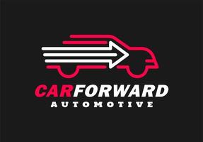 forward car logo with forward symbol inside, logo with outline style vector