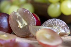 Large ripe grapes on the table photo