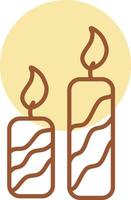 Two old candles, illustration, vector on a white background.