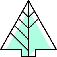 Light green fir tree with 6 black lines, illustration, vector on white background.