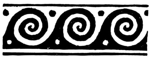 Spiral Wave made a dark border, vintage engraving. vector