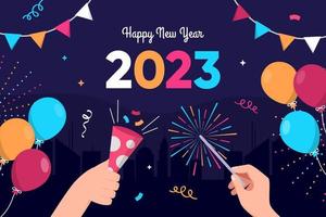 New Year 2023 Festival with Firework Concept vector