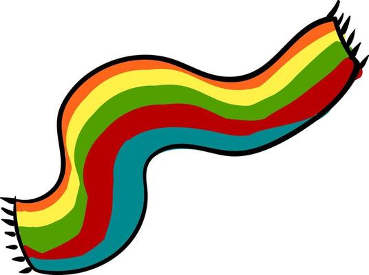 Multicolor scarf, illustration, vector on white background.