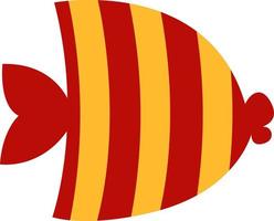 Juguete de pescado rojo y amarillo, ilustración, vector sobre fondo blanco.
