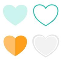 Collection of colorful heart illustrations, Love symbol icon set, simple vector symbols with multiple styles.