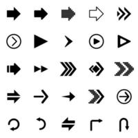 Arrow set of black icons. Directional icon. Vector collection. icon with solid and line style. vector simple modern black and white color.