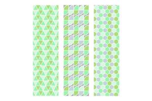 Set of Geometric seamless patterns in green gray. Abstract geometry hexagonal graphic design prints patterns. Seamless geometric quarter circle triangle pattern. vector
