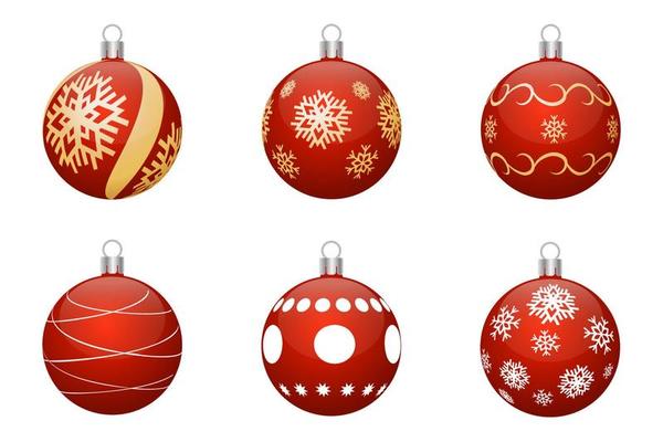 Red Christmas balls isolated on a white background.