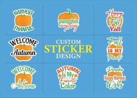 fall pumpkin custom Sticker design vector