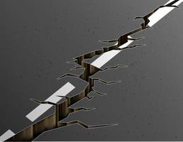 Cracks in Asphalt Roads caused by Earthquakes. Cracks on the Highway on a Transparent Background. Vector Illustration