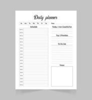 Printable daily planner page template . Blank white notepad page. vector