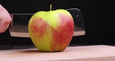 Sliced ripe apple on a cutting board photo