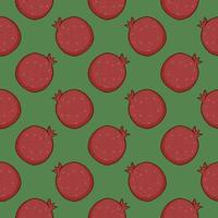 Sweet pomegranate , seamless pattern on a green  background. vector