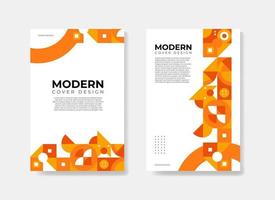 Modern geometric shapes cover template design with orange color combination vector