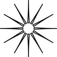 Sun with sharp sun rays, illustration, vector on white background.
