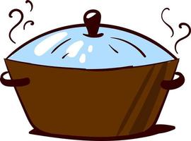 Big brown cooking pot, illustration, vector on white background