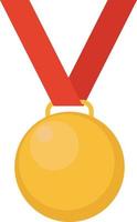 Gold medal, illustration, vector on white background.