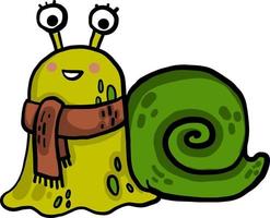 Snail with a scarf, illustration, vector on white background