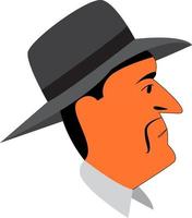 un hombre con un sombrero gris, un vector o una ilustración de color.