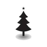 Christmas tree black icon, flat design style. Christmas tree vector silhouette. Vector illustration isolated on white background