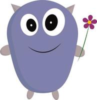 A monster with a flower, vector or color illustration.