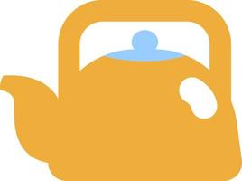 Yellow teapot with small blue lid, illustration, vector on a white background.