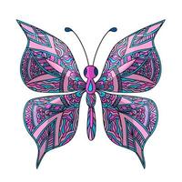 mariposa. página para colorear en estilo zentangle. vector