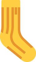 Yellow socks with orange stripes, illustration, vector on a white background.