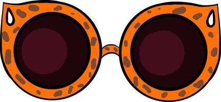 Orange round sunglasses, illustration, vector on white background.