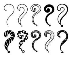 Hand-drawn doodle-style question mark. Doodle mark. Vector sketches illustration marks symbols doodle style. Isolated vector on white background