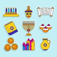 conjunto de pegatinas de elementos de hanukkah vector