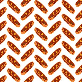 patrón lahmacuns, patrón sin costuras sobre fondo rojo. vector