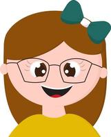 A girl with a bow, vector or color illustration.