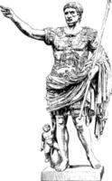 Augustus are a marble statue In the vatican vintage engraving. vector