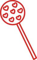 Red lolipop with hearts, illustration, vector, on a white background. vector