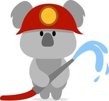 Koala fireman, illustration, vector on white background