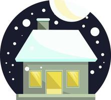 Simple vector illustration of a house covered in snow on white background