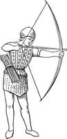 Archer in 15th century England, vintage illustration. vector